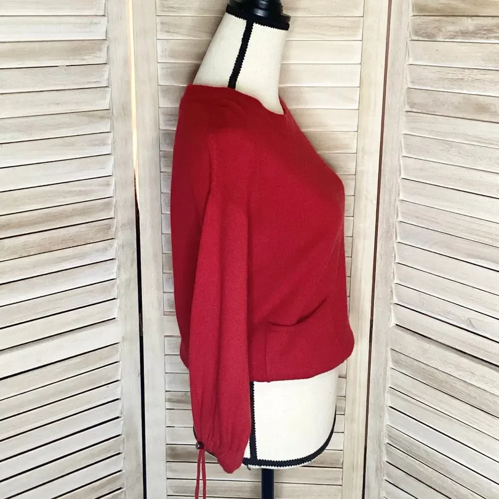 Childress Y2K Red 100% Cashmere Cropped Blouson Pocket Sweater 1 S